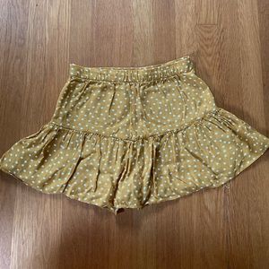 zara mustard polka dot ruffle mini skort